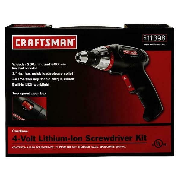 Craftsman 4 Volt Lithium-Ion Rechargeable Screwdriver with Carrying Case