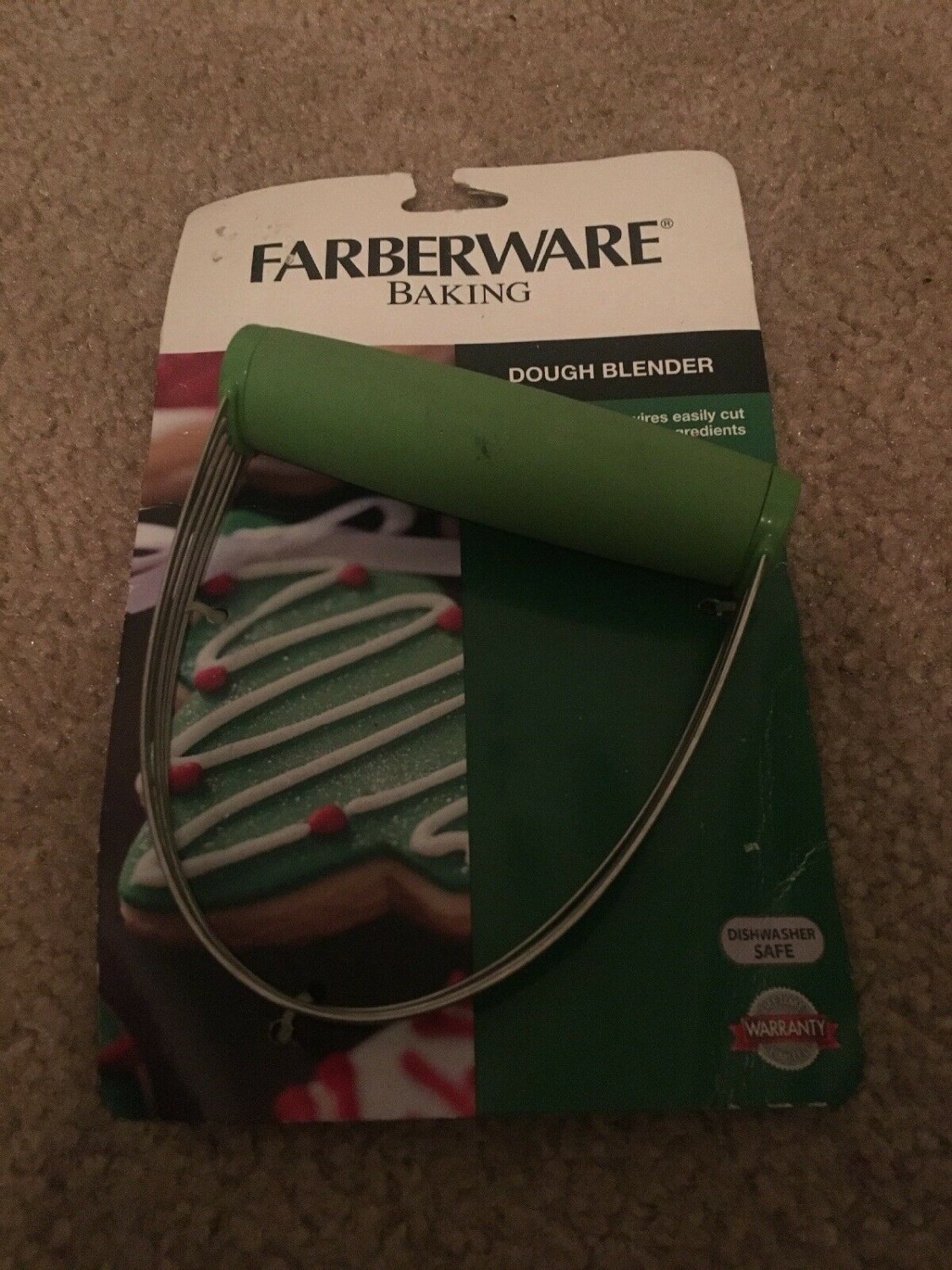 FARBERWARE Baking Dough Blender Cutting Tool Stainless Steel + Green Rubber Grip