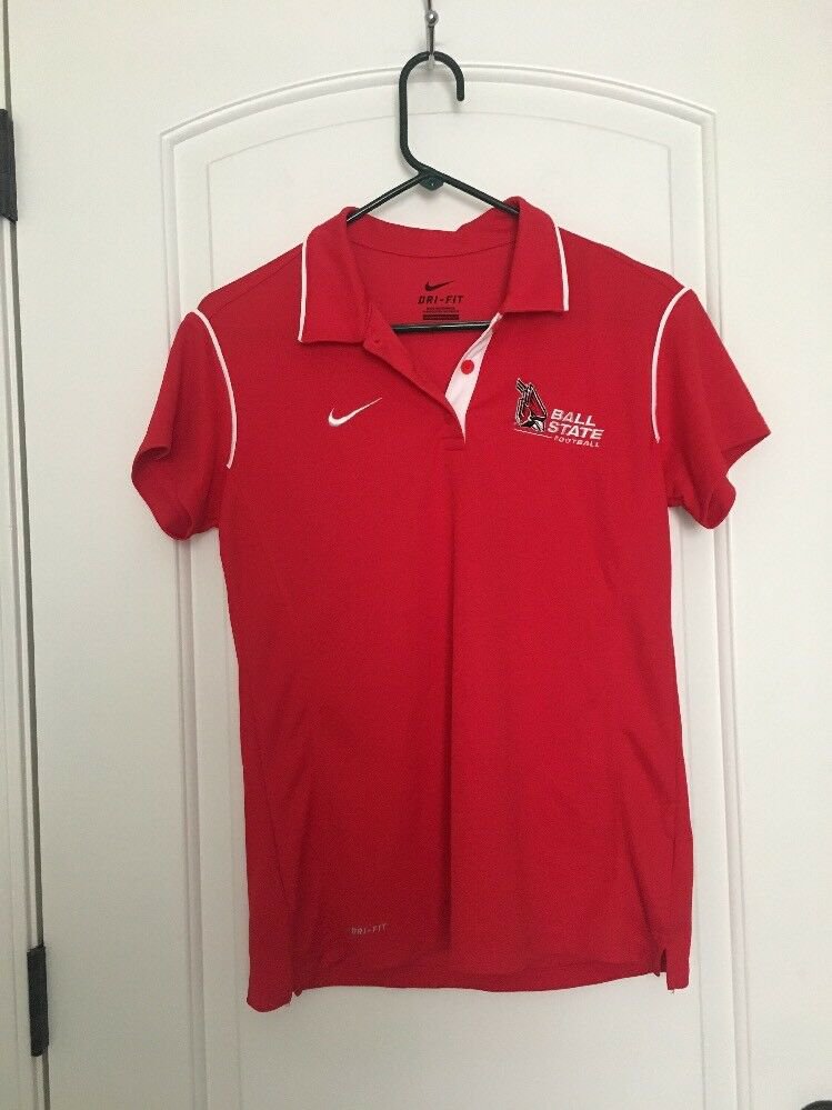 NIKE Dri-Fit Ball State Women's ActiveWear Polo Shirt Top Sz M MultiColor