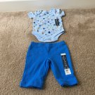 Faded Glory Infant Baby Boys 2Pc OutFit Set Sz 0-3M Romper Pants