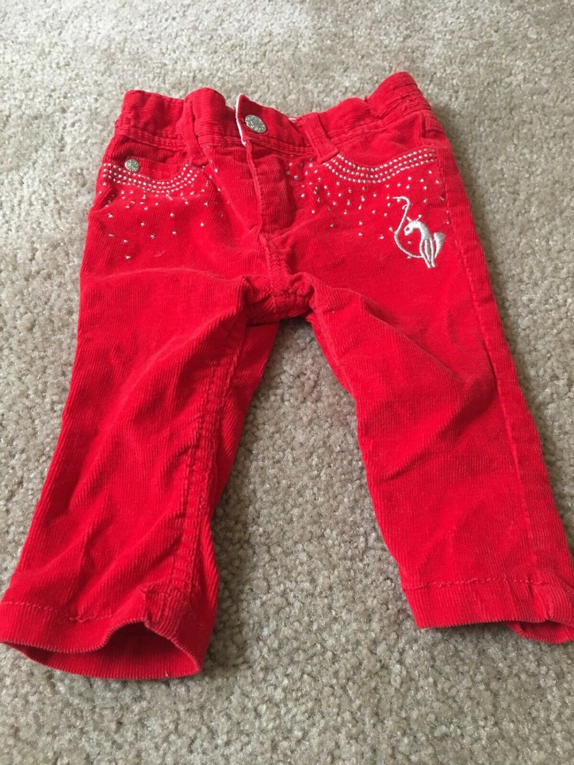 Baby Phat Baby Girl's Casual Corduroy Pants Sz 0-3 Months Red Bottoms