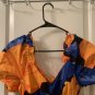 Tabitha Brown for Target Women's Midi Dress Orange Blue Puff Sleeve Tie Back
