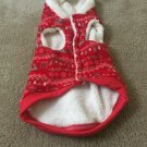 Pet Holiday Theme Fleece Faux Fur Lined Hoodie Vest Jacket Size Large Red White Pet Holiday Theme Fleece Faux Fur Lined Hoodie Vest Jacket Size Large Red White