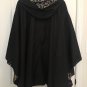 Pak-A-Jak Women's  Back Leopard Print Snap Button Poncho Reversible One Size