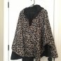 Pak-A-Jak Women's  Back Leopard Print Snap Button Poncho Reversible One Size