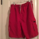 Surf Gear Sonoma Men's Swimwear Board Shorts Size Medium Red Gray White Stripe