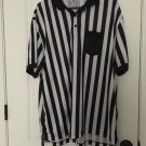 Foot Locker Men's Striped Short Sleeve Shirt Top Size XL Black White