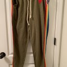 Take Pride Women's Size Medium Jogger Sweatpants Green Rainbow Stripes