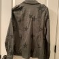 Knox Rose Utility Star Long Sleeve Button Down Shirt Top Women's Olive Green
