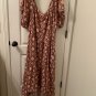 Knox Rose Women's Plus Size 4X Puff Sleeve A Line Dress Tiered Cognac
