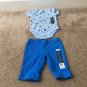 Faded Glory 2-Piece Pants & Snap Crotch Shirt Set Baby Boys Size 0-3 Months