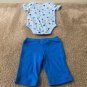 Faded Glory 2-Piece Pants & Snap Crotch Shirt Set Baby Boys Size 0-3 Months