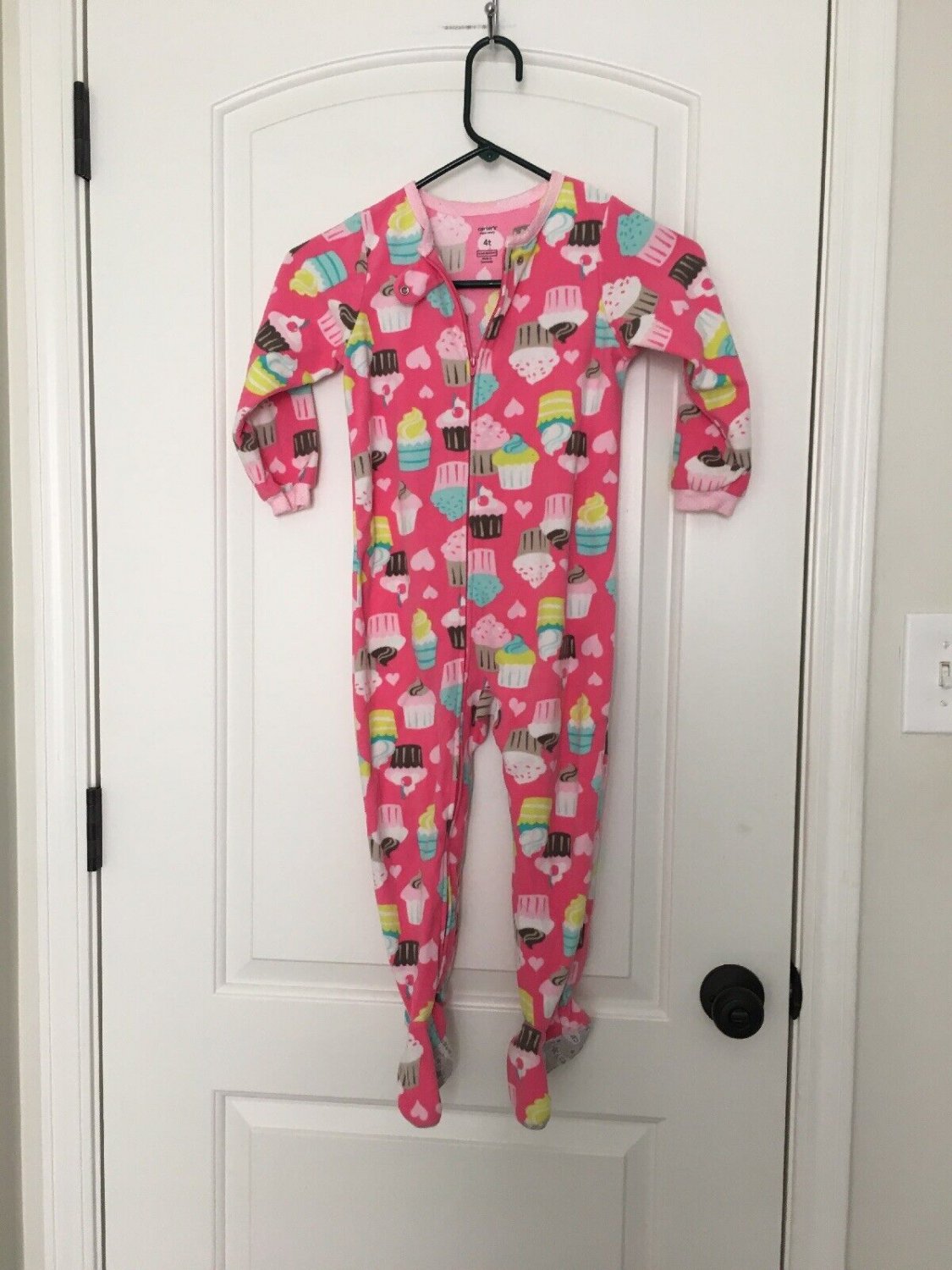 Carter's Cupcake Theme Fleece Footed Pajamas Play Suit Toddler Girls Size 4T