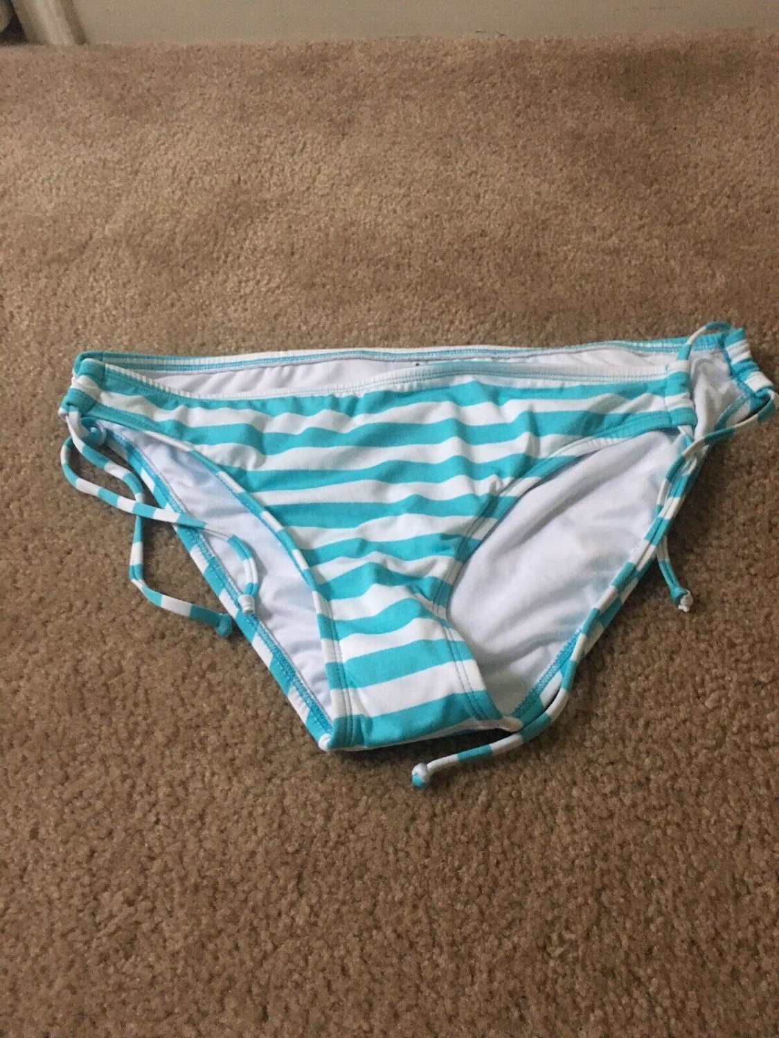 Mossimo Women's Striped Swimsuit Bikini Bottom Size XL Blue White