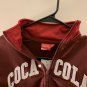 Coca Cola Women's Cropped Full Zip Track Jacket Burgundy White Stripe