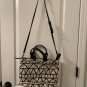 Women's Universal Thread Shoulder Bag Handbag Tote Purse Black Off White