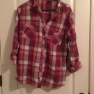Faded Glory Women's Pink White Long Sleeve Button Down Shirt Choose Your Size