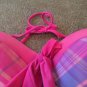 Op Women's Medium Pink Blue Plaid Bikini Top Neck Back Tie Swimwear