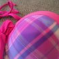 Op Women's Medium Pink Blue Plaid Bikini Top Neck Back Tie Swimwear