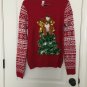 No Boundaries Red Stuffed Reindeer Long Sleeve Christmas Sweater Women Juniors L