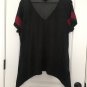 Rocawear Women's Plus Size 2X Asymmetrical Jersey Top Active Black Burgundy