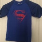 Superman Short Sleeve Sports Active T Shirt Blue Boys Youth Size Small Graphic