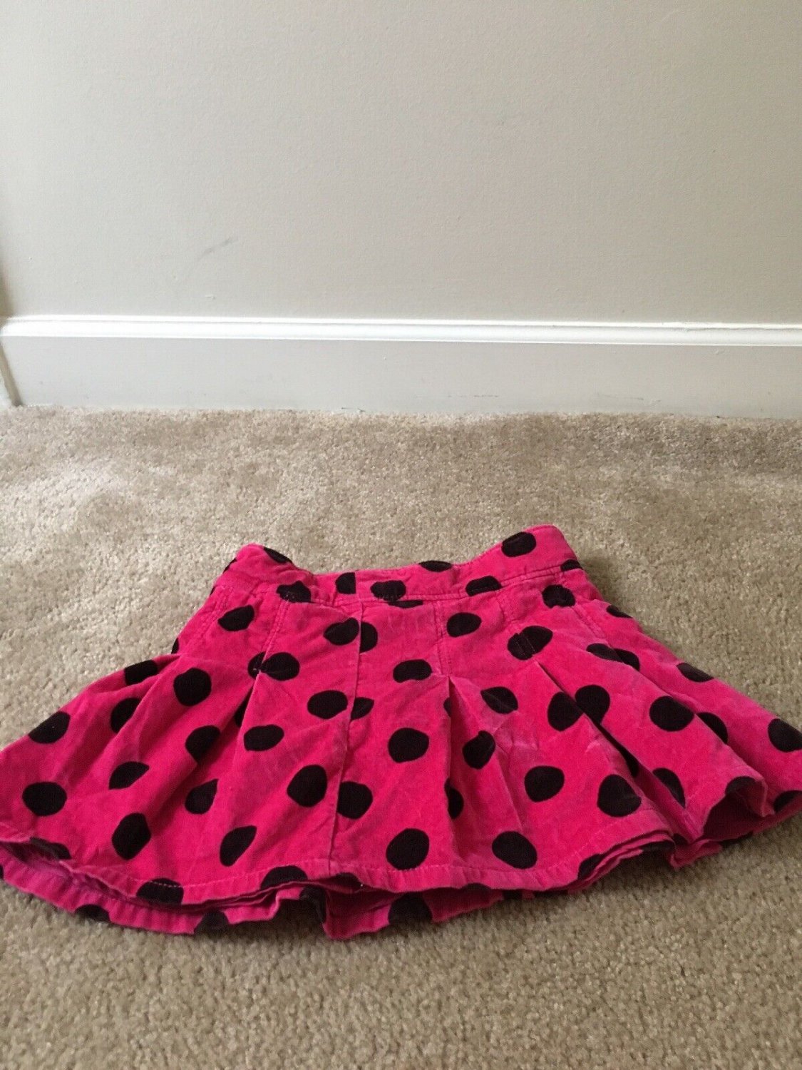 Gap Girls Corduroy Skirt wilth Black Pink Polka Dots Size 8