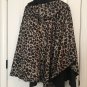 Pak A Jak Women's Back Leopard Print Snap Button Poncho One Size