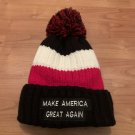 Adult Unisex Make America Great Again Striped Faux Fur Lined Pom Toboggan Hat Adult Unisex Make America Great Again Striped Faux Fur Lined Pom Toboggan Hat