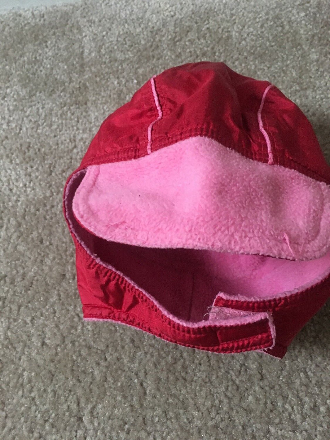 Old Navy Baby Infant Girls Pink Aviator Trapper Hat Straps Size 12-24 Months