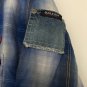 Bugle Boy Men's Blue Plaid Snap Button Short Sleeve Shirt Size Medium