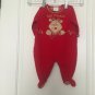 1 Pc Dressed To Drool Baby's First Christmas Red Footed Pajamas Size 9 Months