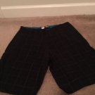 Op Men’s Black Plaid Check Shorts Zip & Button Pockets Size 34