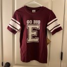 School House "Go Big E" Jersey Style T-Shirt Women's Juniors Size S Maroon White