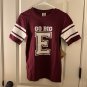 School House "Go Big E" Jersey Style T-Shirt Women's Juniors Size S Maroon White