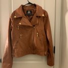 Dereon Women's Faux Leather Full Zip Moto Biker Jacket Coat Size XL Rust