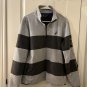 Nautica Pullover Mens Small Gray & Dark Gray Striped Fleece 1/4 Zip