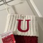 St Nicholas Square Red Cable Knit Monogram Letter U Christmas Stocking 22"