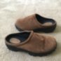 Lands' End Women's Suede Leather Clog Mule Shoes Slip-On Size 8 Brown