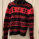 Liz & Co Geometric 1/4 Zip Pullover Sweater Women's Juniors Size L Red Black Liz & Co Geometric 1/4 Zip Pullover Sweater Women's Juniors Size L Red Black