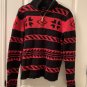 Liz & Co  Geometric  1/4 Zip  Pullover Sweater Women's Juniors Size L Red Black