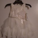 American Princess Girls Cream Tiered Lacy Party Dress - 18Months