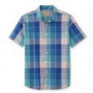 Roebuck & Co. Young Men's Short-Sleeve Shirt Blue Plaid - M
