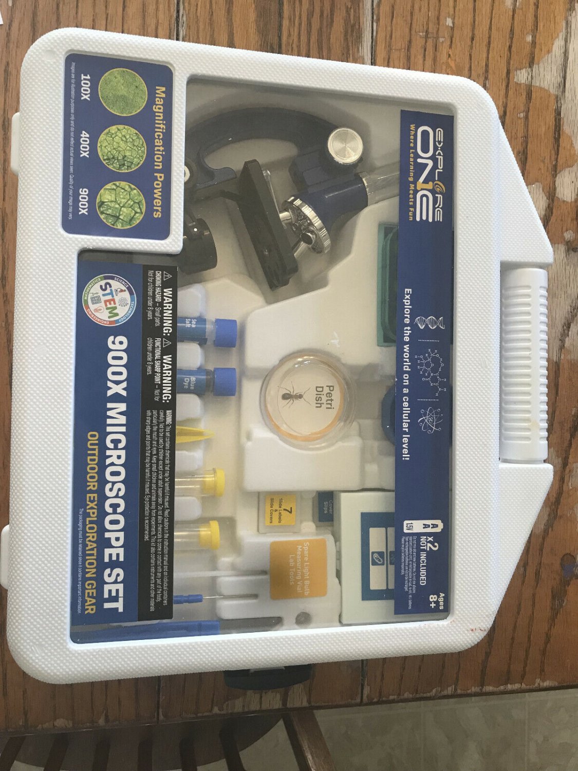 New Explore One 900x Microscope Set STEM Homescool Science Set Petri
