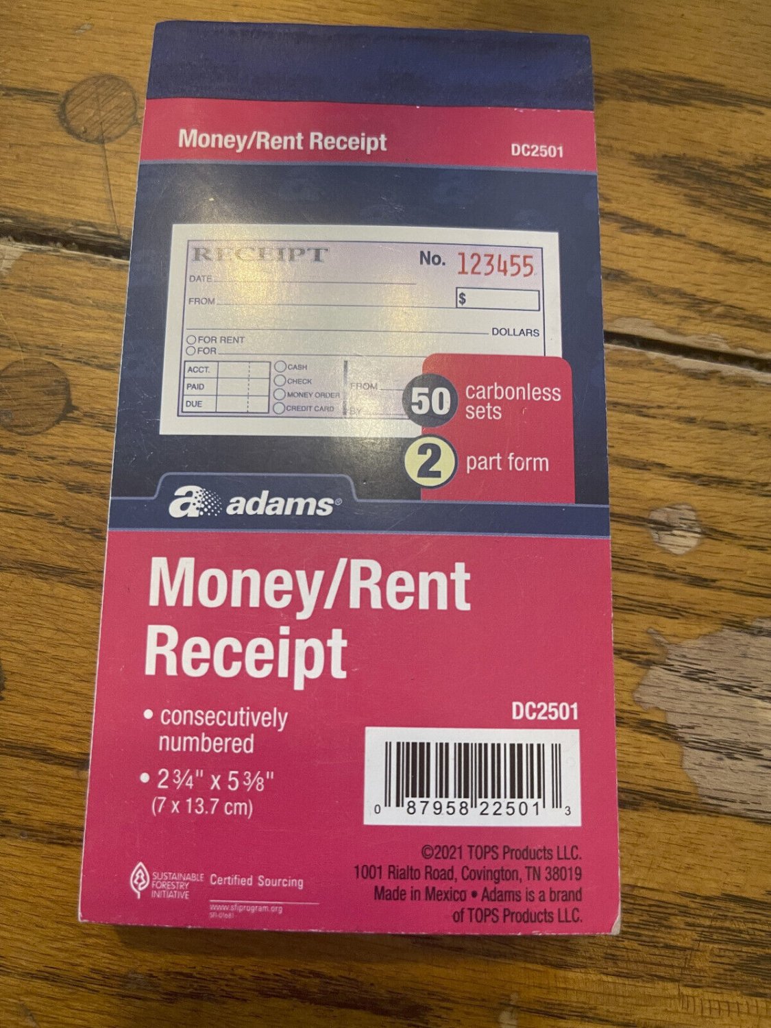 NEW adams 50 Money Rent Receipt Book DC2501 2 part carbonless sets 2 3 ...