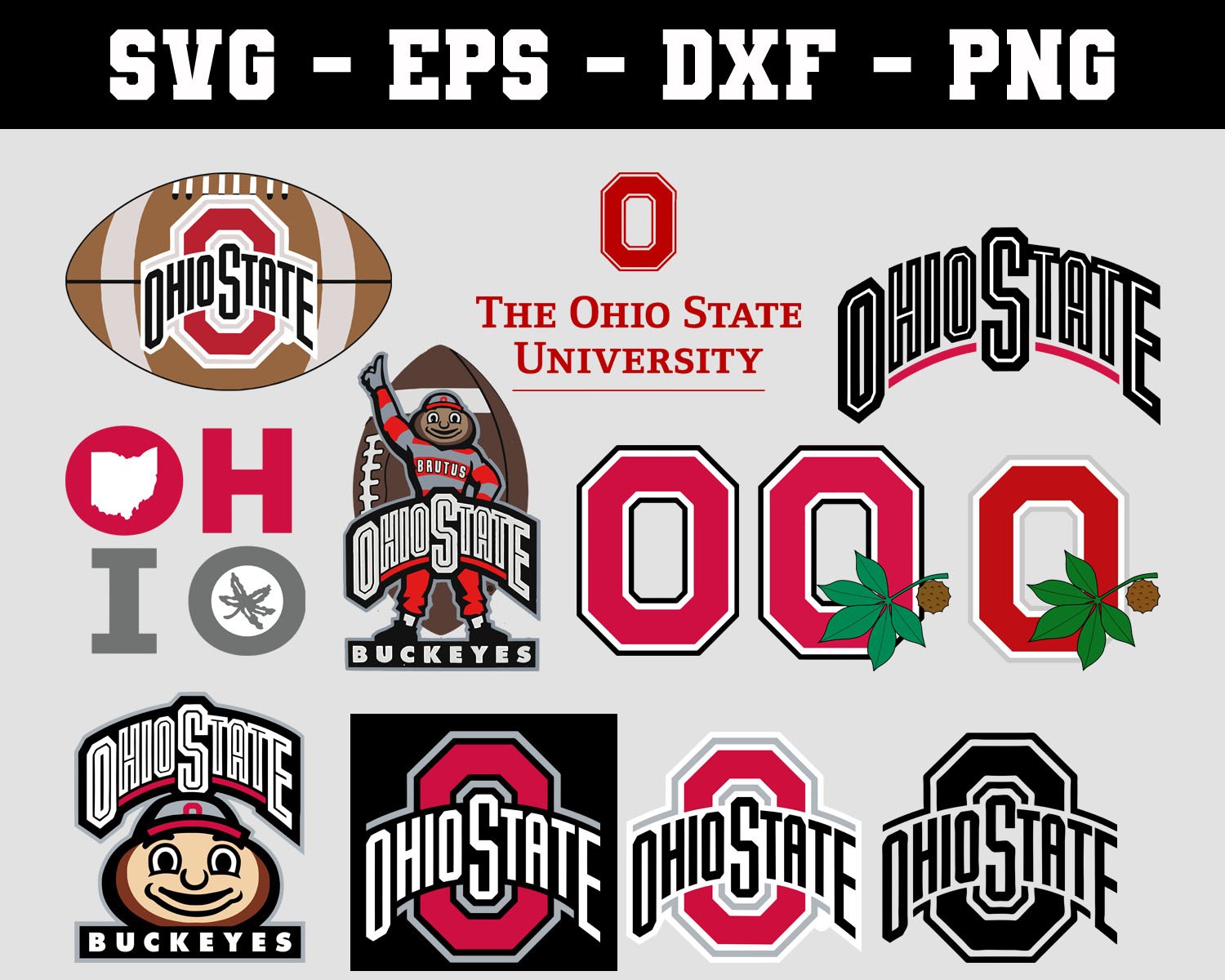 Ohio State Buckeyes Football Bundle Logo SVG for Cutting with Cricut