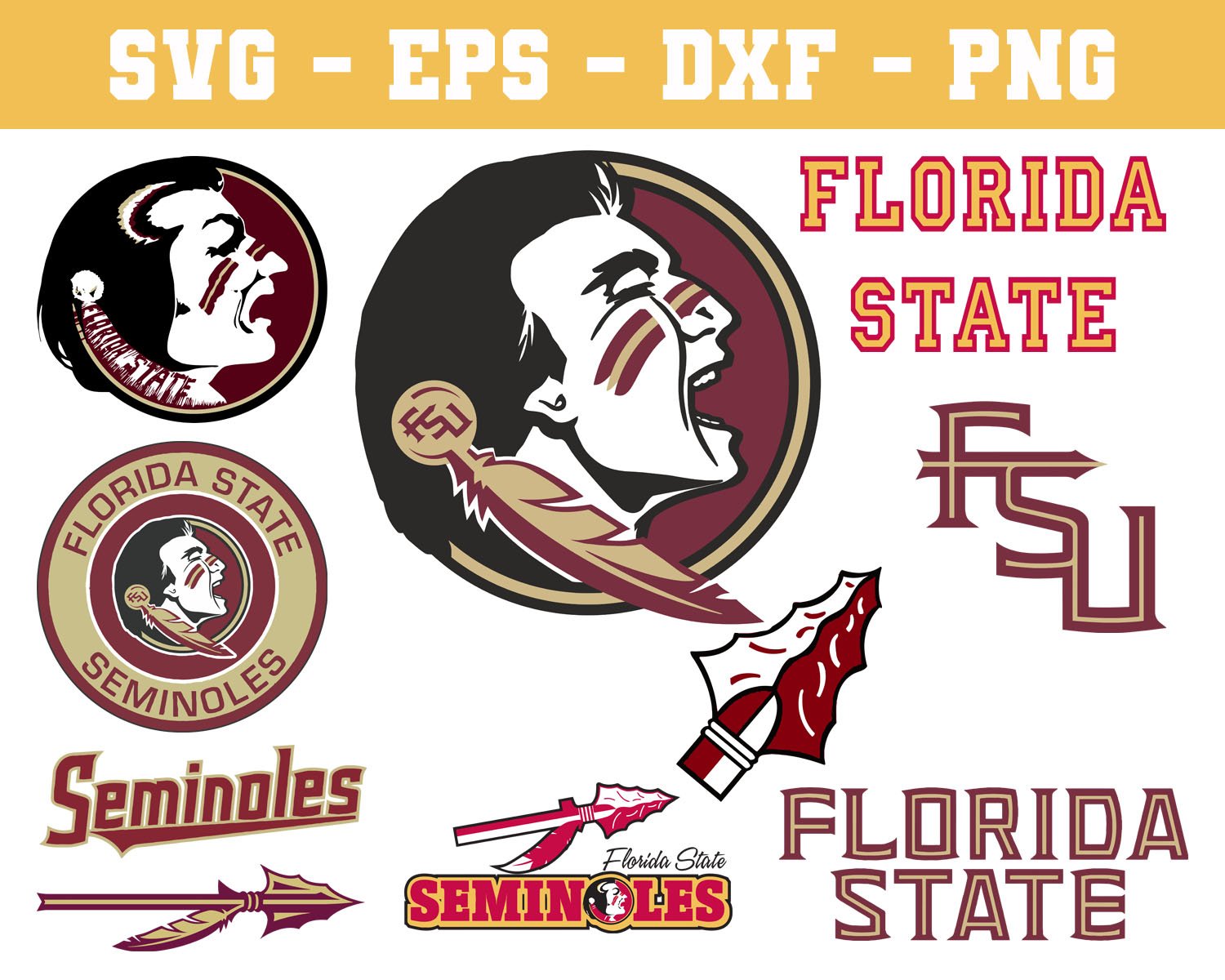 Florida State Seminoles Football Bundle Logo SVG for Cutting with Cricut