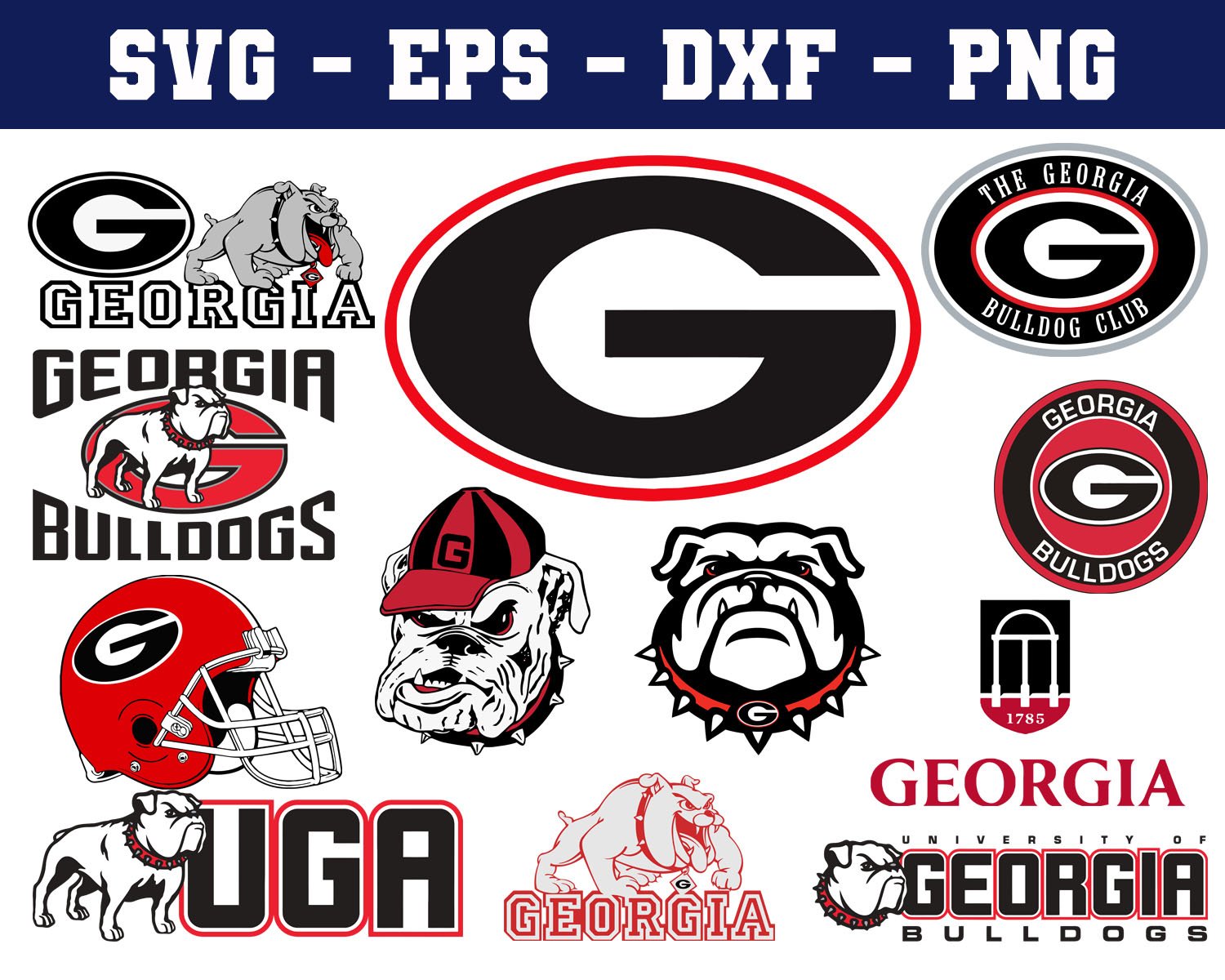 Download Georgia Bulldogs Football Bundle Logo SVG for Cutting with ...