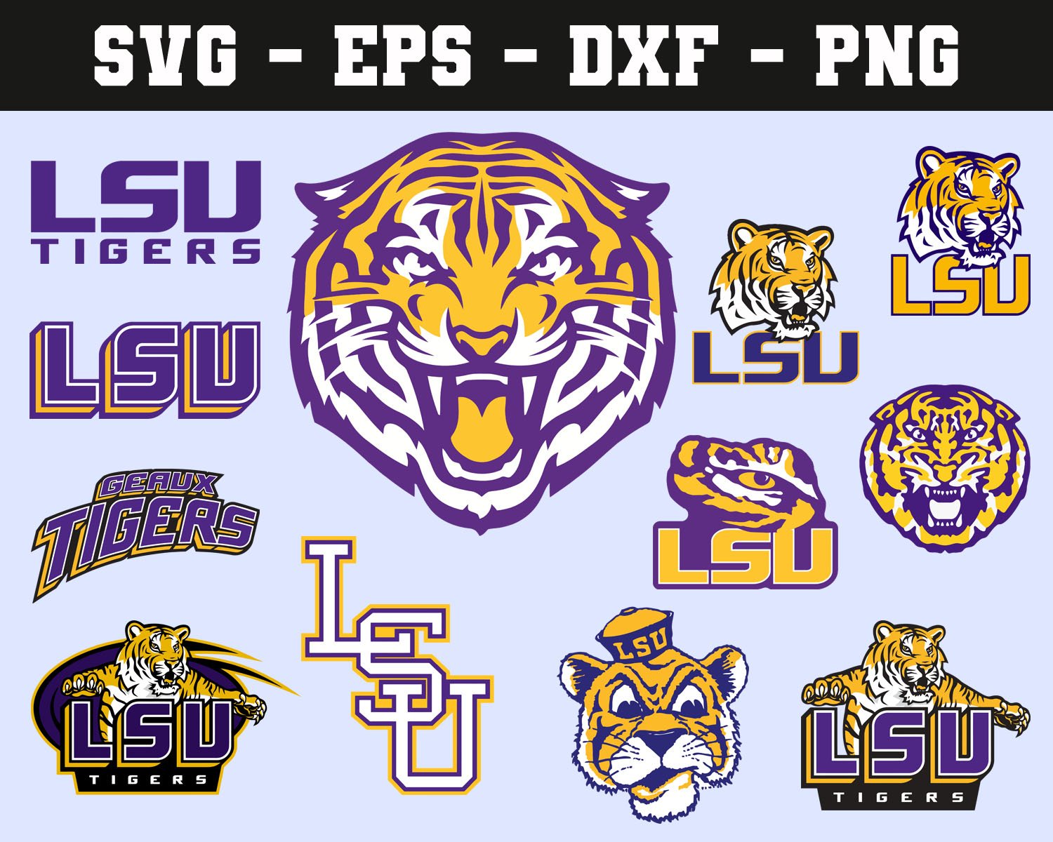 Download LSU Tigers Football Bundle Logo SVG for Cutting with Cricut