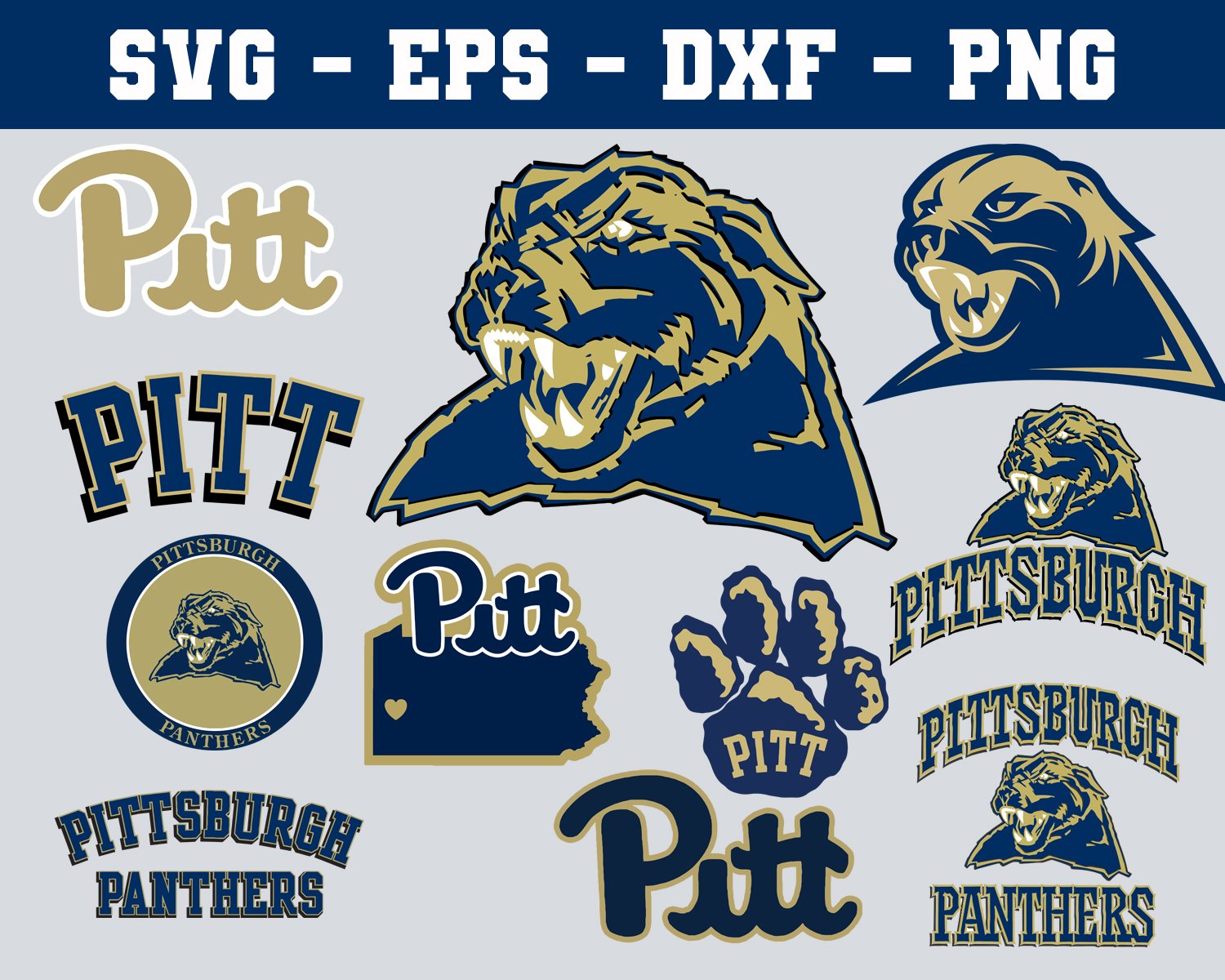 Pittsburgh Panthers Football Bundle Logo SVG for Cutting with Cricut